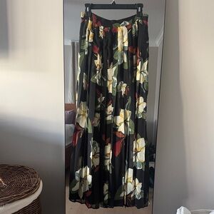 Modcloth Black Maxi Skirt with Floral Design